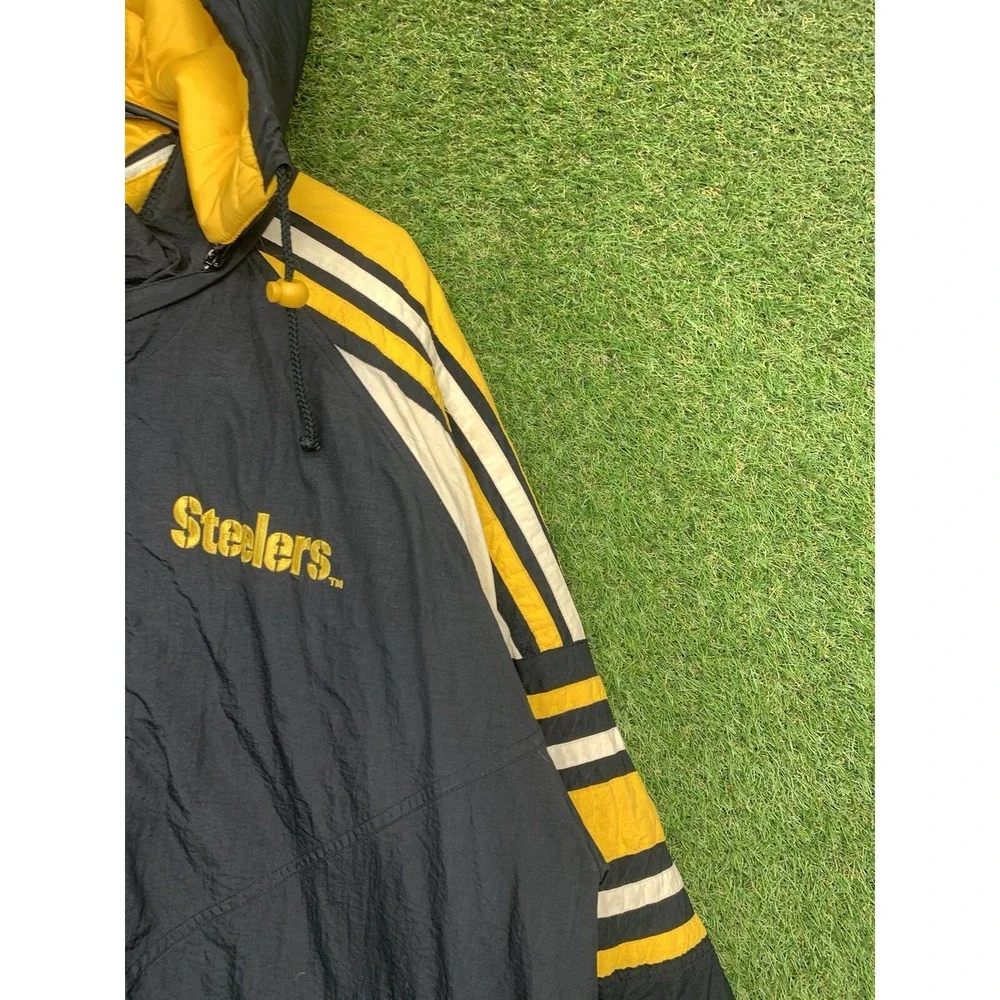 Vintage Pittsburgh Steelers Starter Jacket Mens XL Puffer Full Zip Up Hooded 90s